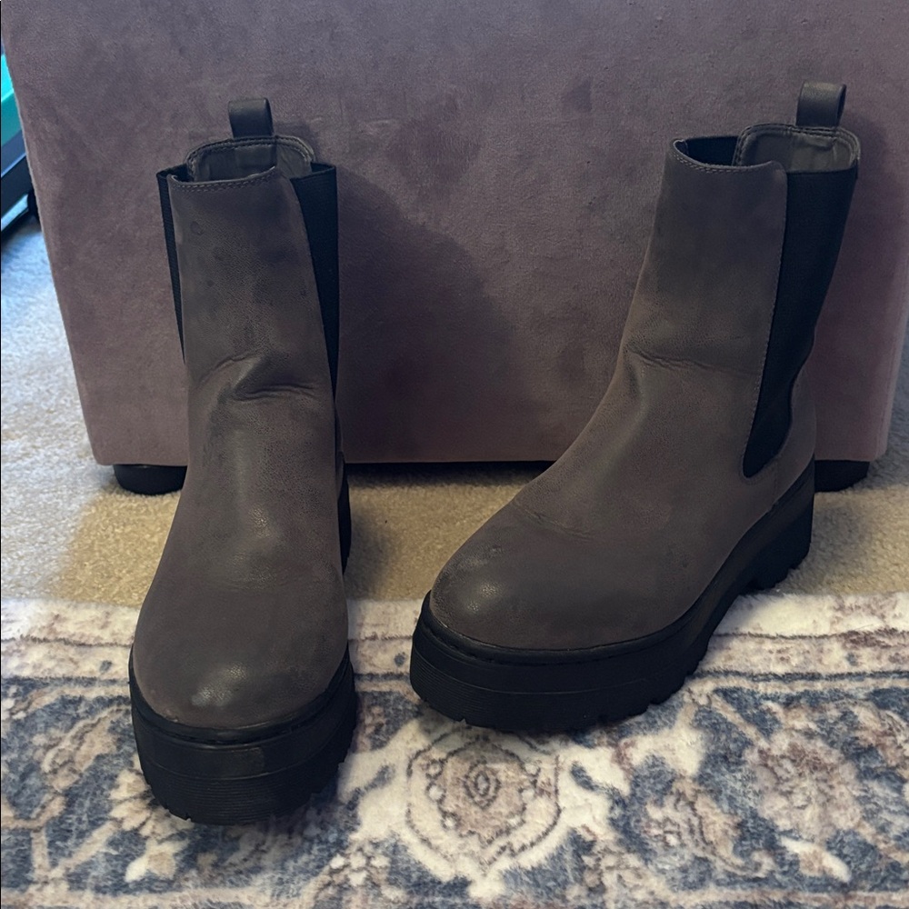MIA Gray Lug Sole Chelsea Boots
